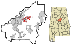 Shelby County Alabama Incorporated and Unincorporated areas Chelsea Highlighted